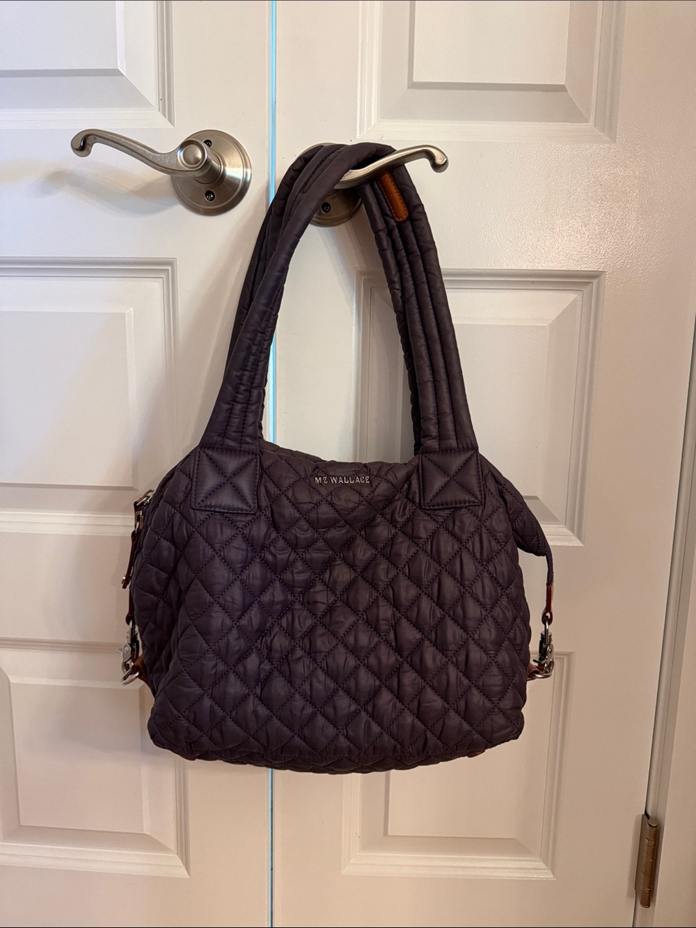 MZ WALLACE Quilted Shoulder Bag in Plum Classic Sutton